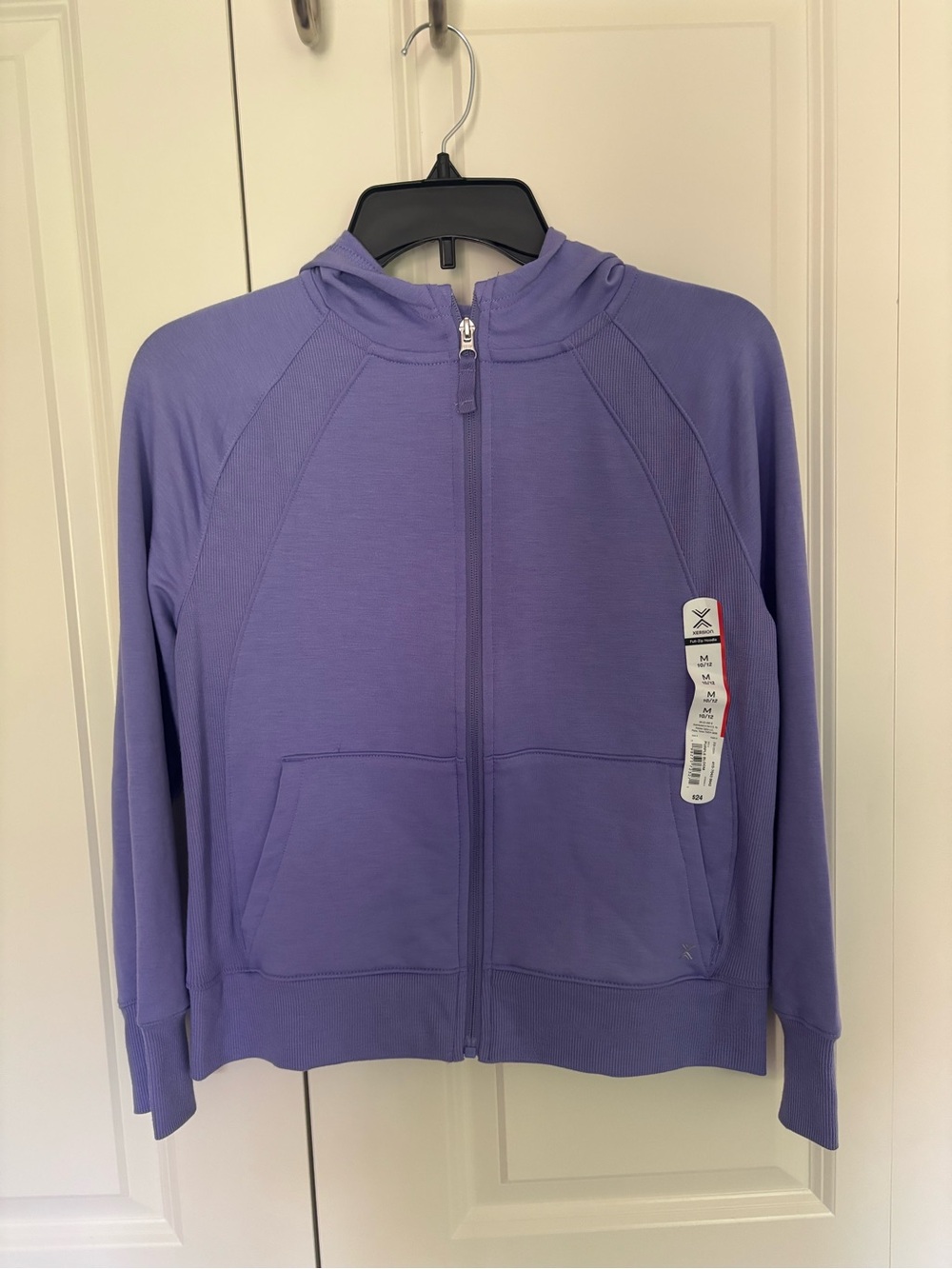 Girls xersion purple full zip hoodie sweatshirt size medium 10/12. NWT